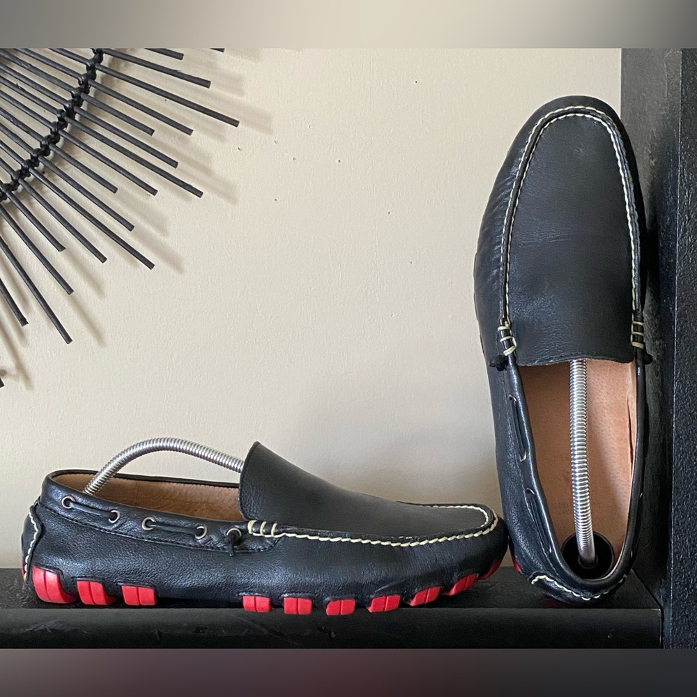 Men's Polo Ralph Lauren Black Loafers with Red Soles